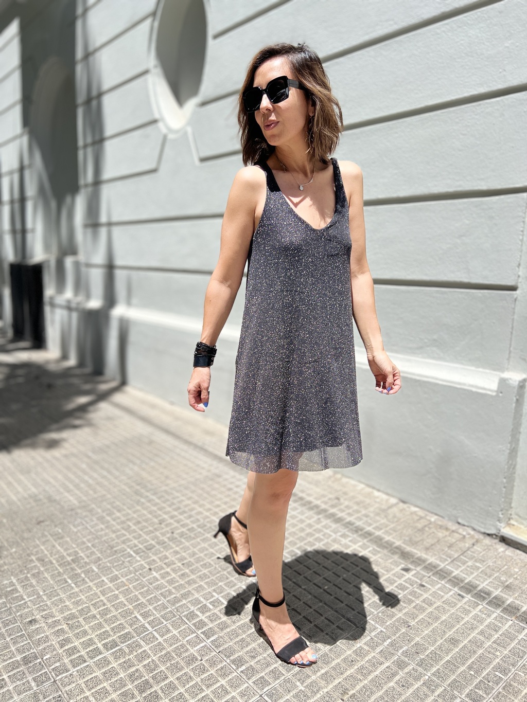 Vestido de online lurex plateado