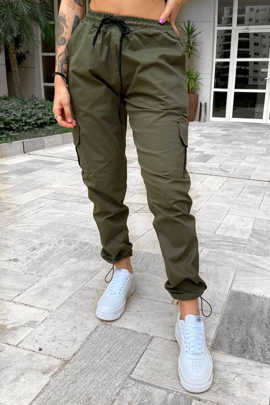 CALÇA TRAD CARGO SARJA (VERDE MILITAR )