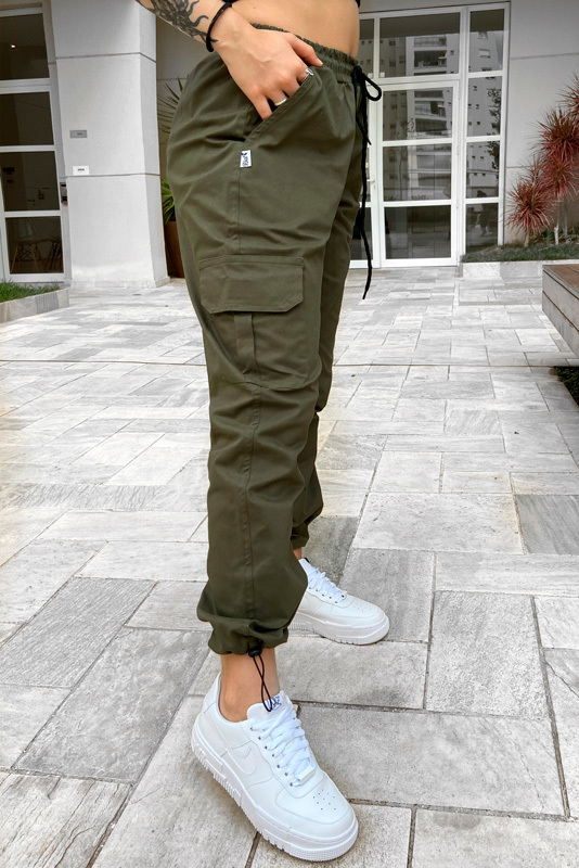 CALÇA TRAD CARGO SARJA (VERDE MILITAR )