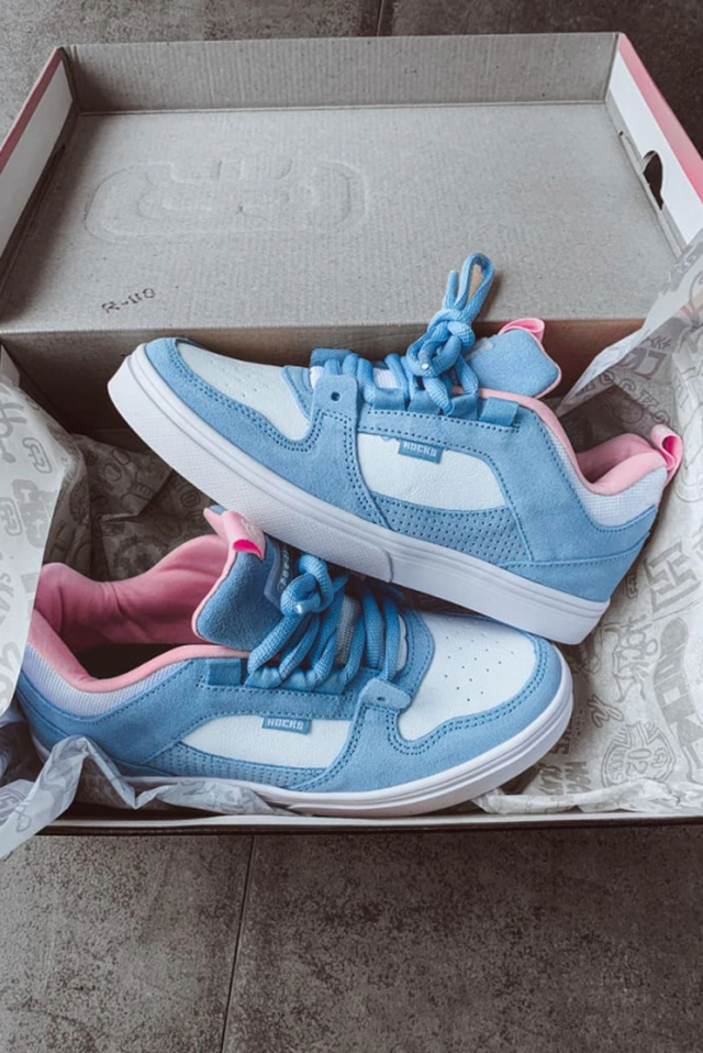 Tenis hocks hotsell cinza e azul