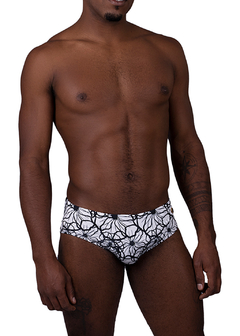 Swim Brief 9 Black Grillo Hibiscos