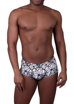 Swim Brief Classic Black Grillo Hibiscos