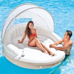 Boia Luxo Ilha Inflável Canopy Intex