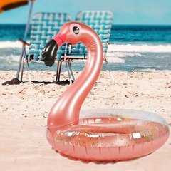 Boia Inflável Flamingo Rosê Glitter