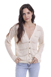 CARDIGAN TEJIDO CALADO HARBOR CRUDO - tienda online