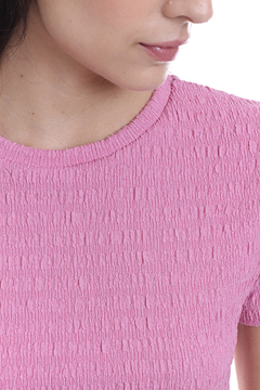 REMERA MANGA CORTA CROP BAMBU ROSA - Soho Denim