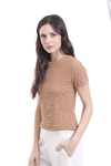 REMERA MANGA CORTA CROP BAMBU CAMEL