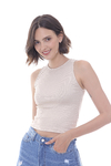 TOP GOU SHINE CROP BEIGE - Soho Denim