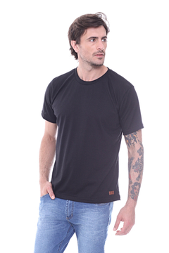 Remera Manga Corta Listin Negro - Soho Denim