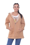 CAMPERA TINY OVERSIZE FRISADA CON CAPUCHA COLOR CANELA