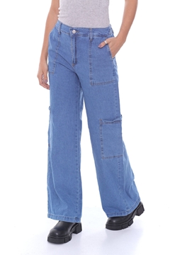 PANTALON JOHN DE JEAN PIERNA AMPLIA COLOR AZUL - Soho Denim