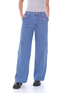 PANTALON JOHN DE JEAN PIERNA AMPLIA COLOR AZUL