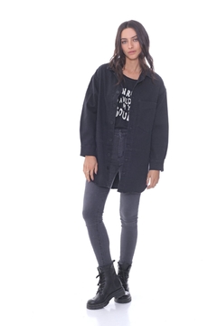 OVERSHIRT BROO CAMPERA DE GABARDINA OVERSIZE COLOR NEGRO - Soho Denim