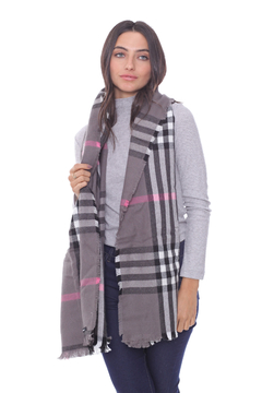 PASHMINA PEPA A CUADROS COLOR GRIS - comprar online