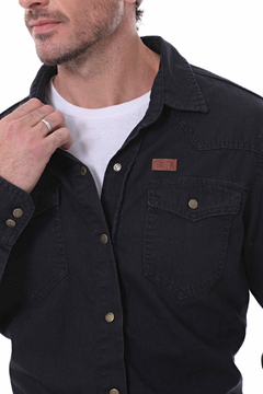 CAMISA DE JEAN M. LARGA BLACKTRON COLOR NEGRO - comprar online