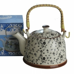 Tetera Porcelana Flores Negras con Infusor 900cc