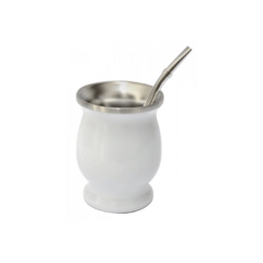 Mate acero blanco con bombilla - comprar online