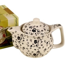 Tetera porcelana Flores Negras con Infusor 450cc