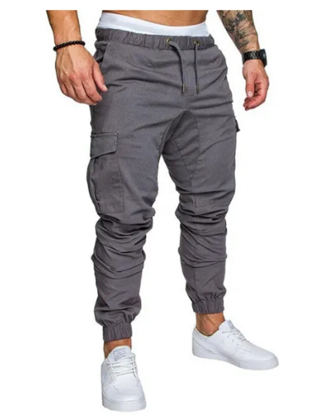 Pantalones Cargo Hombre Gabardina Bolsillos Jogger Jogging