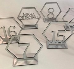 NÚMEROS DE MESA HEXAGONALES X 12 UNIDADES - comprar online