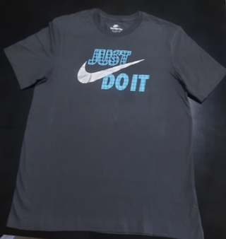 Camiseta Nike Just Do It Masculina Grafite + Azul DM4196-070