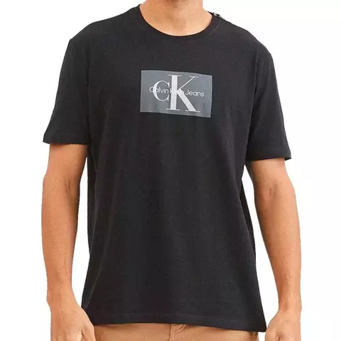 Camiseta Calvin Klein Masculina Re issue Retângulo Blush Preto - CKJM105-0987