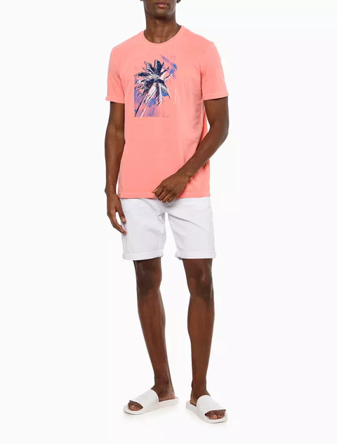 Camiseta Calvin Klein Masculina Palm Tree Colors Pêssego - CM3PC01TC290-0220