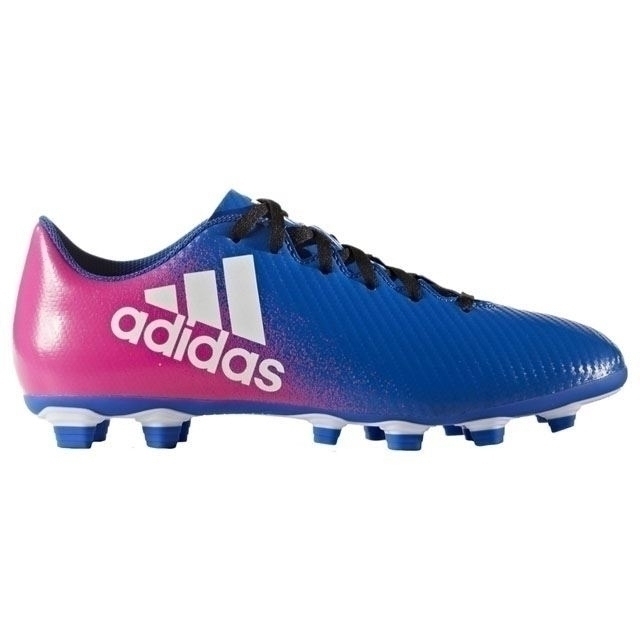 Chuteira Adidas X 16.4 FxG Campo Azul e Rosa BB1037