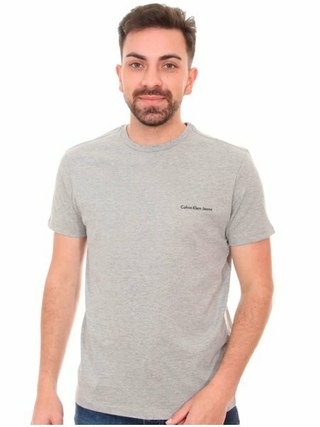 Camiseta Mc Calvin Klein Logo Basico Peito Cinza - CKJM101-0966