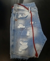 Bermuda Titular Jeans Ripped Com Bordado Azul 12546.111