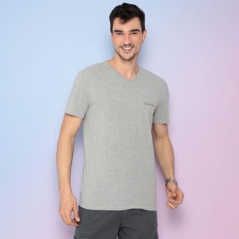 Camiseta Com Logo Cinza & Preta Calvin Klein CM0PS01TC146