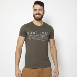 Camiseta "Maré Cheia". - Verde Escuro & Verde. - HERING 4EZ02MEN