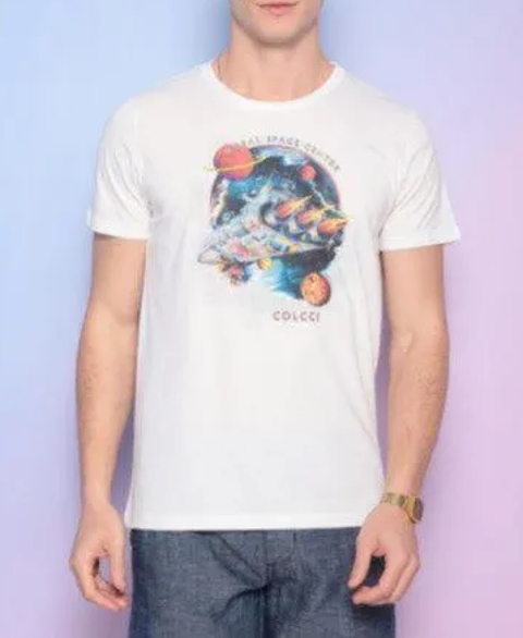 Camiseta Foguete. - Off White & Azul. - Colcci 035.01.09802 - comprar online