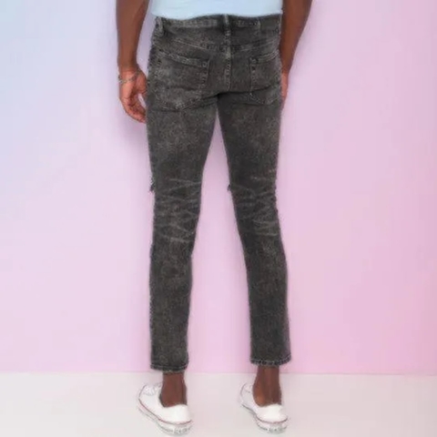 Calça Jeans Cropped Destroyed. - Preta. - American Eagle 4866-BLACK-WASH-SLIM - comprar online