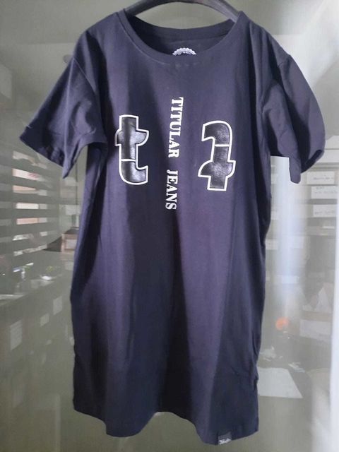 Camiseta Titular Jeans Vertical "TT" Emborrachado Preta 12587.111