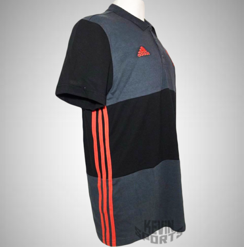 Camisa Polo Flamengo Adidas 3S Masculina - Cinza e Preto - comprar online