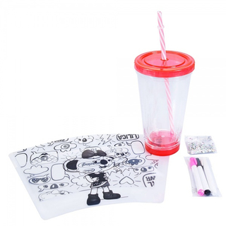 Kit De Copo Com Canudo & Cards Para Colorir Lilica® Fun Balloons. - Incolor & Rosa 29212