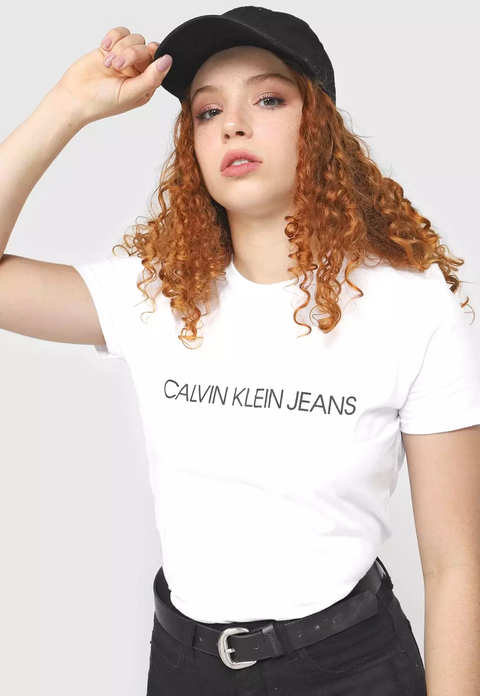 Camiseta Calvin Klein Jeans Logo Embossed Branca - CKJF106-0900