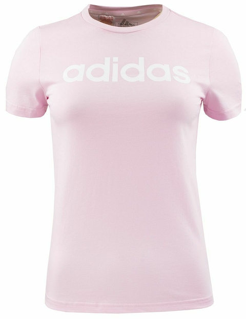 Camisa Adidas Essentials Linear Logo Cotton Slim Fit Infantil Rosa - IC3152