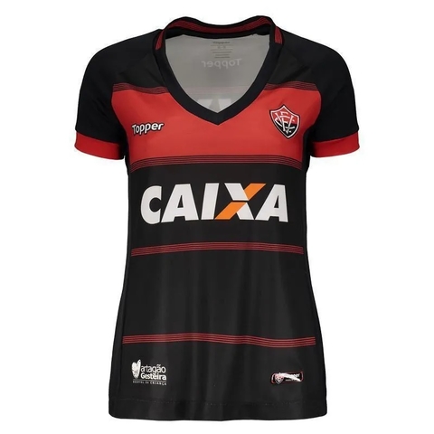 Camisa Feminina Vitória I 2018 S/Nº Topper Vermelho e Preto 4201621-172