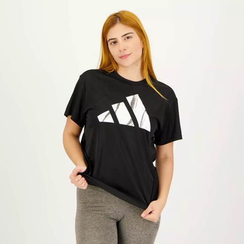 Camiseta Adidas Run It Feminina Preta e Branca - HY6970