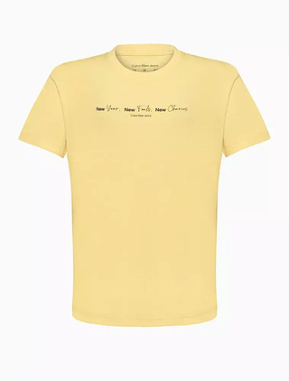 Camiseta Calvin Klein Manga Curta New Year Amarelo Claro - CM3PR01TC177-0112