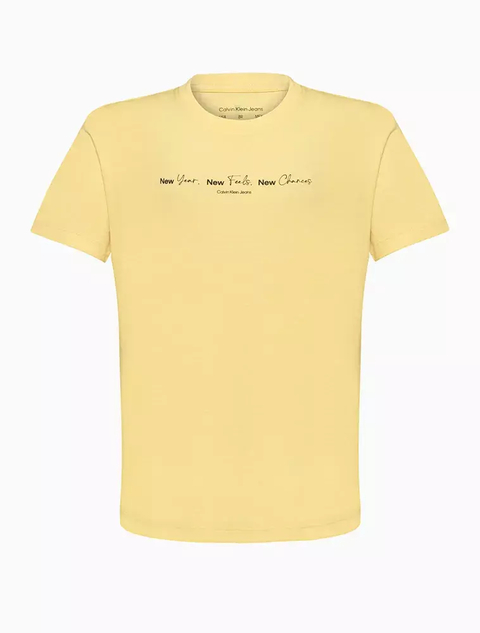 Camiseta Calvin Klein Manga Curta New Year Amarelo Claro - CM3PR01TC177-0112