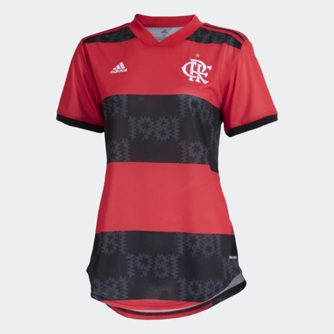 Camisa Feminina Flamengo Adidas Jogo 1 2021 Rubro-Negra GG1000