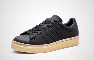 Tênis Feminino Adidas Superstar 80s New Bold W Preto e Dourado Couro B28041