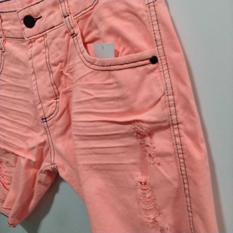 Bermuda titular jeans salmão rasgada 12665 - comprar online