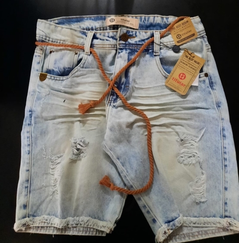 Bermuda Jeans Dobrada e Desfiada Titula Jeans Azul Claro 12615.811 - comprar online