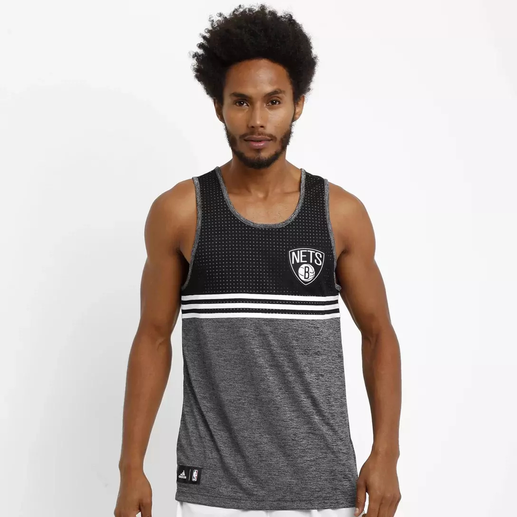 Camiseta Regata Adidas NBA Wntr Brooklyn Nets Chumbo AA7970