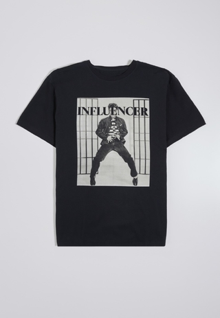 Camiseta "Influencer". - Preta & Cinza Claro. - Reserva 0049955