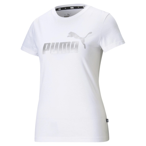Camiseta Puma Essentials+ Metalic Logo Feminina Branca 586890-02